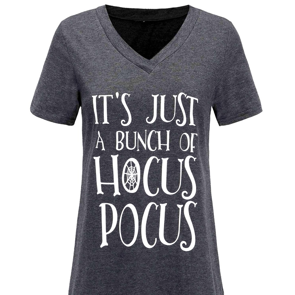 - It’s Just Hocus Pocus Graphic tee grey and white shirt sleeves XXL